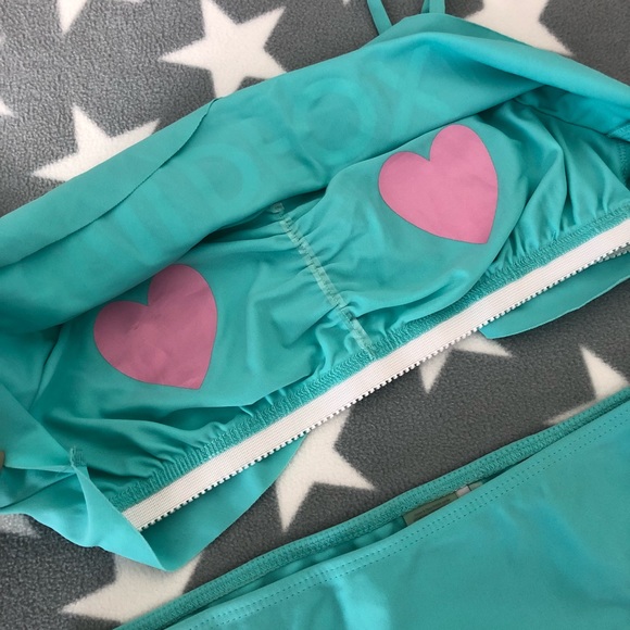 Wildfox Blue Morning Sunrise Logo Flounce Bikini - Picture 4 of 8